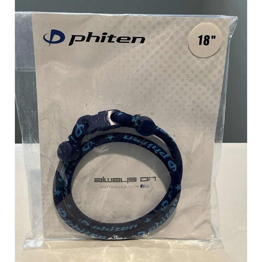 NEW Phiten Classic Star Titanium Single Strand Necklace Blue - 18" Inch